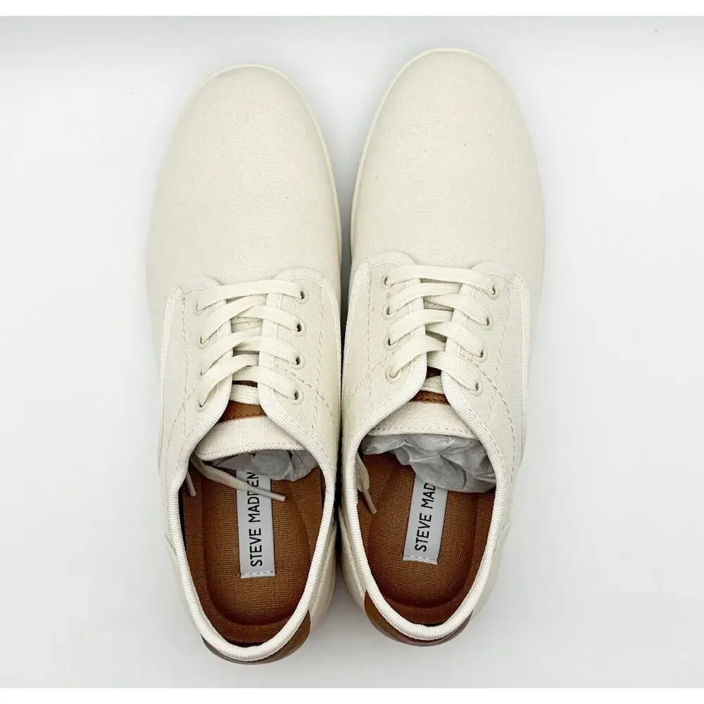 STEVE MADDEN Mens Fenta Casual Sneakers Size 10.5 M Cream White Fabric NIB